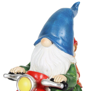 Solar Hand Painted Scooter Gnome Garden Statuary, 11.5 Inches tall | Shop Garden Decor by Exhart