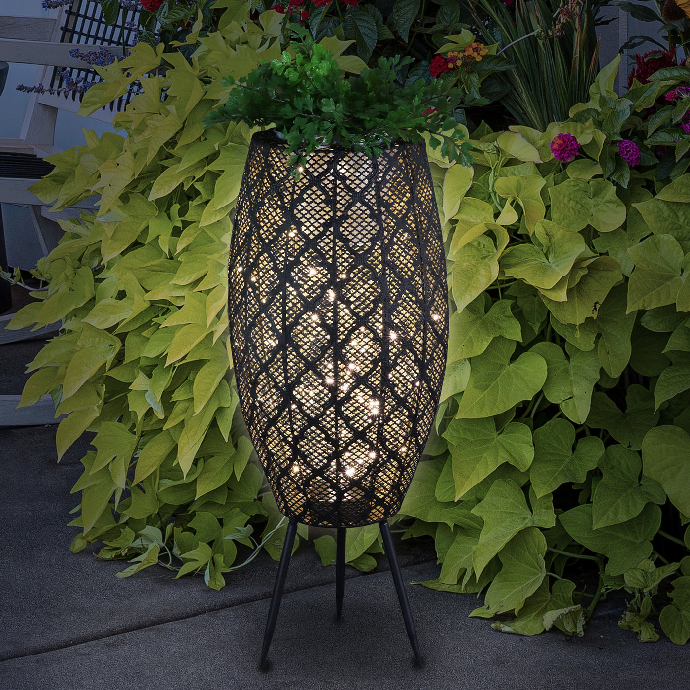 lighted flower pots and planters
