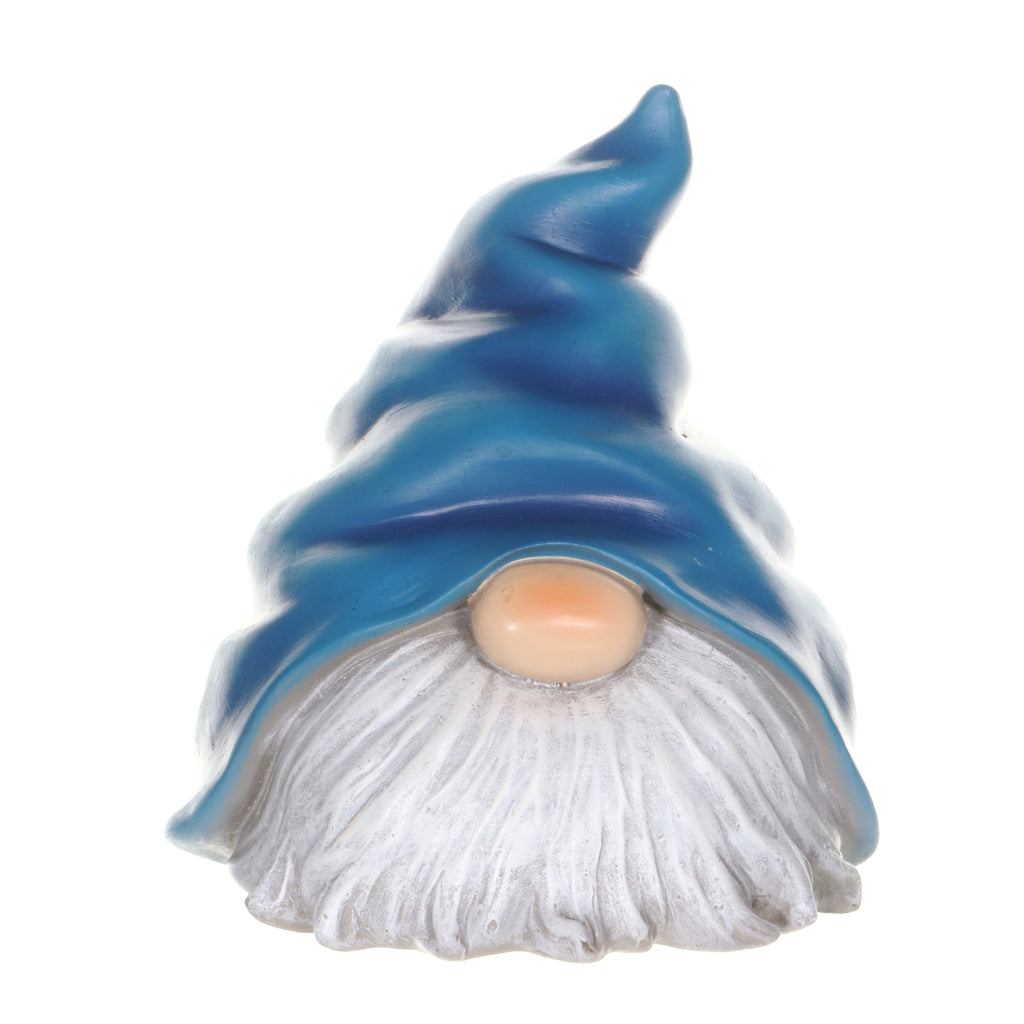2 Piece Solar Blue and Red Hat Garden Gnome Statuary Set, 6 Inch