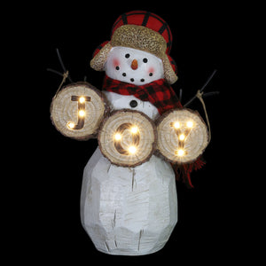 JOY Sign LED Snowman Statue on a Battery Powered Timer, 12  Inch | Shop Garden Decor by Exhart