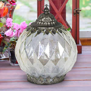 Opal Diamond Glass Lantern With Timer, 8 Inch | Shop Garden Decor by Exhart
