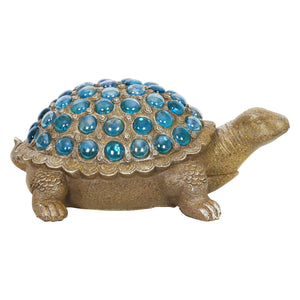 Turtle with Blue Accent Beads Garden Statue, 5 by 12 Inch | Shop Garden Decor by Exhart