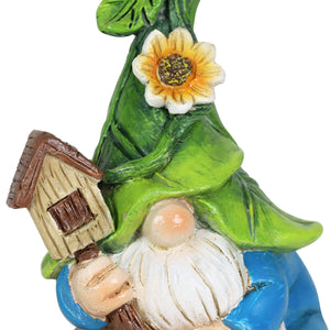 3 Piece Set of Leaf Hat Gnomes Sitting on Mushrooms Pot Stakes, 2 by 9 Inches | Shop Garden Decor by Exhart