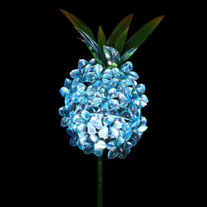 Solar Blue Acrylic Flower and Metal Pineapple Garden Stake, 6 by 34 Inches | Shop Garden Decor by Exhart