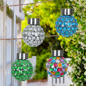 Solar Hanging Acrylic Ball Lights, Set of Four, 4 by 6 Inches | Shop Garden Decor by Exhart