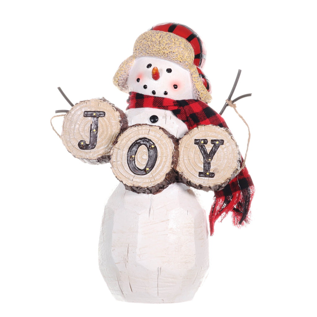 JOY Sign LED Snowman Statue on a Battery Powered Timer, 12  Inch