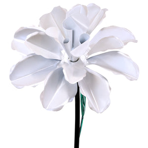 Rose Flower Wind Spinner Garden Stake, Hand Painted in Metallic White, 8 by 39 Inches | Shop Garden Decor by Exhart