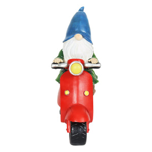 Solar Hand Painted Scooter Gnome Garden Statuary, 11.5 Inches tall | Shop Garden Decor by Exhart