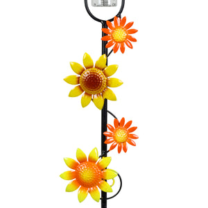 Glass and Metal Rain Gauge Garden Stake with Hand Painted Yellow and Orange Flowers, 42 Inches | Shop Garden Decor by Exhart
