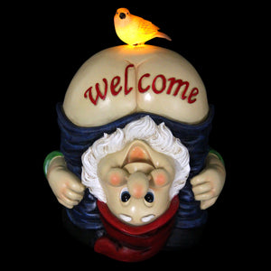 Solar Good Time Full Moon Morty Gnome Welcome Sign Garden Statue, 12 Inch | Shop Garden Decor by Exhart