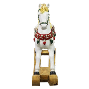 Hand Painted LED Christmas Rocking Horse Statue on a Battery Powered Timer, 23.5 Inches | Shop Garden Decor by Exhart