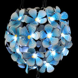 Solar Hanging Turquoise Hydrangea Flower Ball Wind Chime with Thirty-Eight LED Lights, 6 by 27 Inches | Exhart