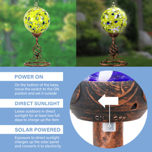 Solar Yellow Glass Ball Wind Chime with Metal Finial, 5 by 46 Inches | Shop Garden Decor by Exhart