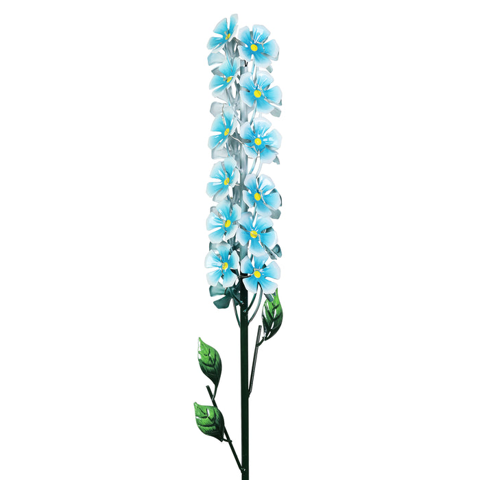 Solar Metal Flower Stalk Garden Stake in Turquoise with Twenty Four LED lights, 5 by 42 Inches