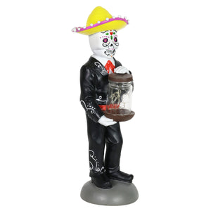 Day of the Dead Man with LED Sparkle Light Jar and Battery Powered Automatic Timer, 14 Inches tall | Exhart