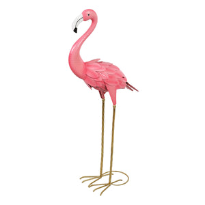 Pink Hand Painted Metal Garden Flamingo Statue, 30.5 Inches tall | Shop Garden Decor by Exhart