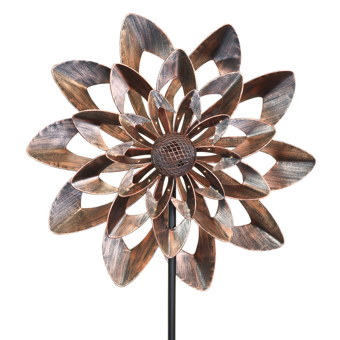 Solar Bronze Double Kinetic Spinner Stake, 27 by 74 Inches