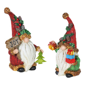 2 Piece Hand Painted Christmas Hat Gnome Statues, 7.5 Inches | Shop Garden Decor by Exhart