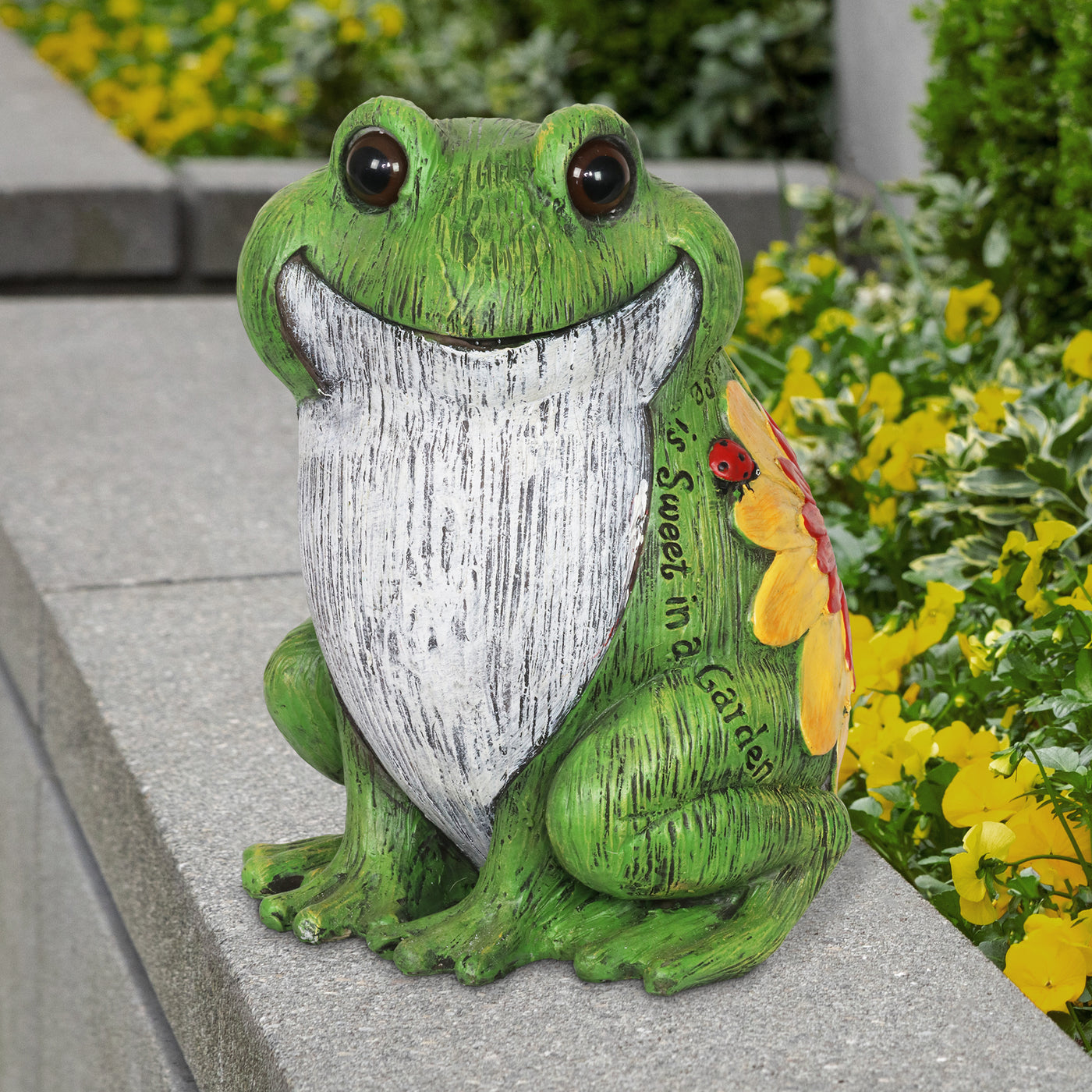 Colorful Sweet Life Garden Frog Statue, 10 Inch