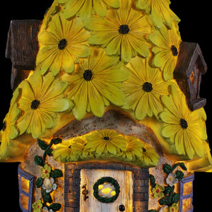 Solar Sunflower Roof Fairy Garden House, 9 by 15 Inches | Shop Garden Decor by Exhart