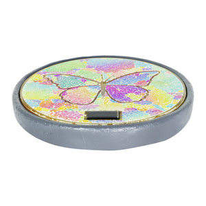 Solar Mosaic Glass Butterfly in Cement Stepping Stone, 10.5 Inches | Shop Garden Decor by Exhart