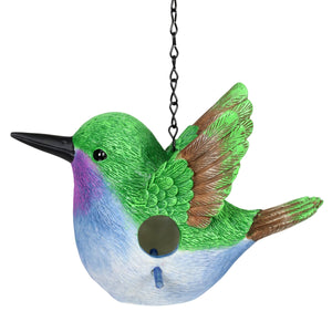 Hummingbird Hand Painted Bird House, 10 by 6 Inches