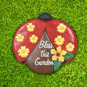 Red Ladybug Bless This Garden Cement Stepping Stone, 9.5 Inches | Shop Garden Decor by Exhart