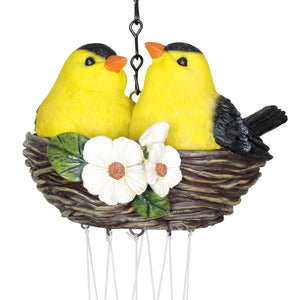 Nesting Orioles with Flowers Hand Painted Resin Hanging Wind Chime, 6 by 28 Inches | Shop Garden Decor by Exhart