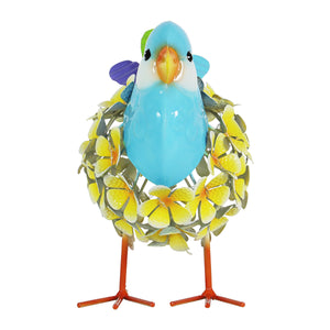 Solar Yellow Metal Song Bird with 38 LEDs in a Flower Body Garden Statue, 6 by 7.5 Inches | Shop Garden Decor by Exhart