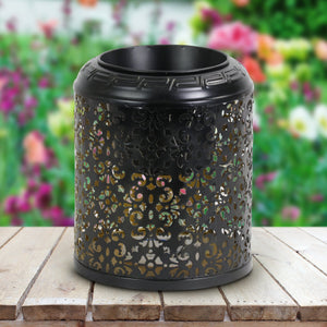 Metal Filigree LED House Plant Pot on an Automatic Timer, 8 Inch