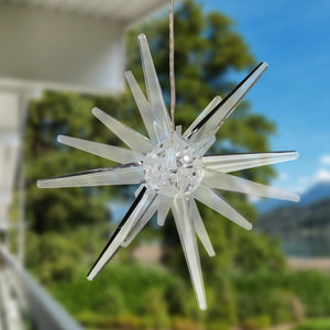 Solar Acrylic Hanging Star Garden Decor with White LED light, 8 by 28 inches