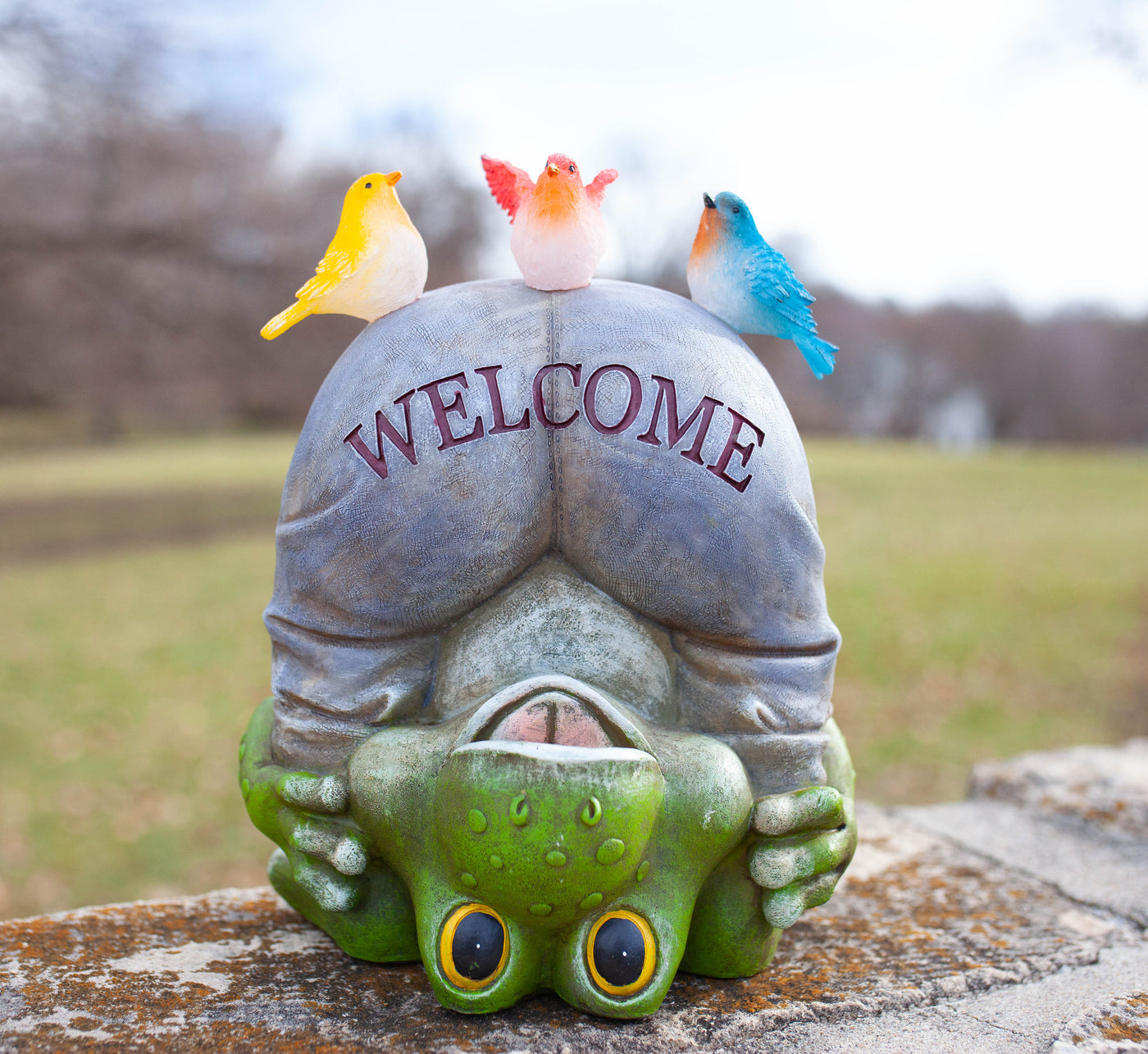 Frog Statue, Yard Art Garden Stone Statues Outdoor Decor (Medium)