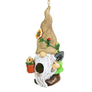 Gardening Gnome Hanging Bird House, 10.5 Inches | Shop Garden Decor by Exhart