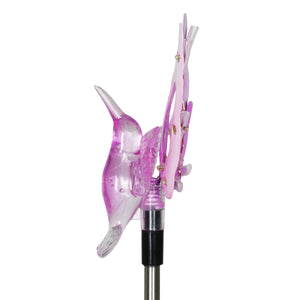 Solar Acrylic and Metal Purple Hummingbird Garden Stake with Twelve LED Lights, 4 by 34 Inches | Shop Garden Decor by Exhart