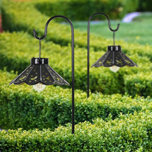 Solar Lamp Shade on a Shepherd's Hook Garden Stake Set of 2, 9.5 by 33.5 Inches | Shop Garden Decor by Exhart