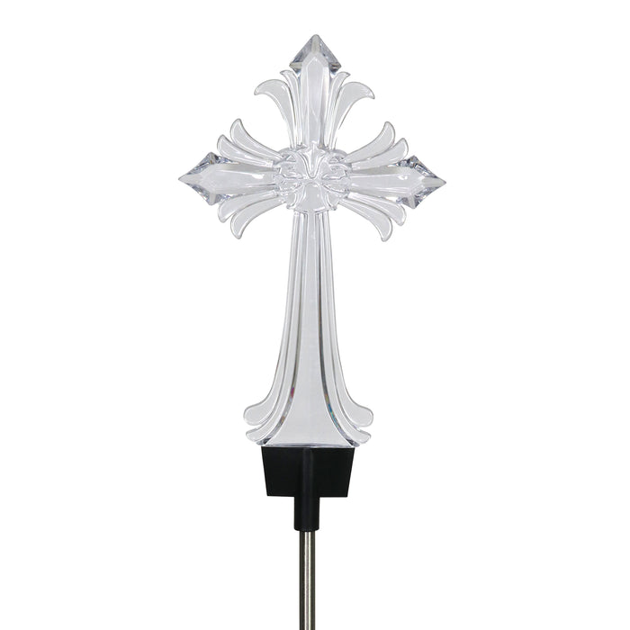 Solar Acrylic Color Changing Cross Garden Stake, 6 by 35 Inches