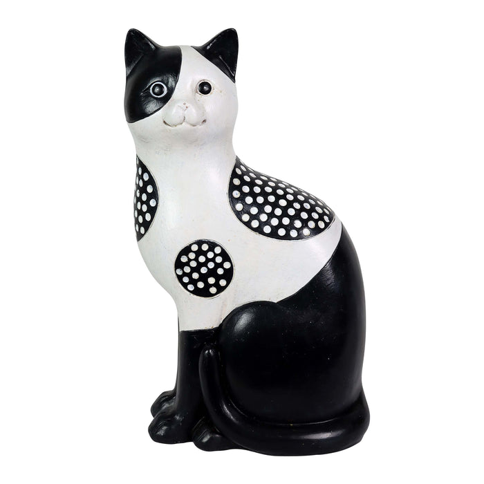 Black and White Cat Statue, 6 by 12 Inches