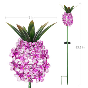 Solar Pink Acrylic Flower and Metal Pineapple Garden Stake, 6 by 34 Inches | Shop Garden Decor by Exhart