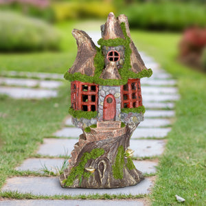 Solar Step Stone Cottage Fairy House Garden Statue, 12 Inch | Shop Garden Decor by Exhart
