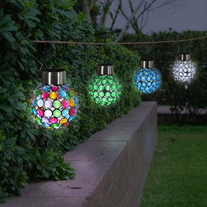 Solar Hanging Acrylic Ball Lights, Set of Four, 4 by 6 Inches | Shop Garden Decor by Exhart
