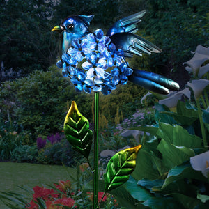 Solar Blue Jay with Flower Body Garden Stake, 9 by 33 Inches | Shop Garden Decor by Exhart