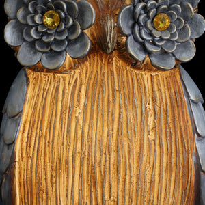 Solar Woodsy Owl Statue with Silver Flower Eyes, 17 Inch | Shop Garden Decor by Exhart