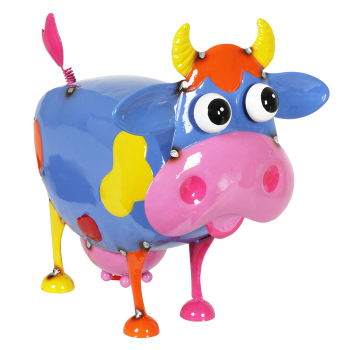 Metal Painted Cow Decor, 10 Inch