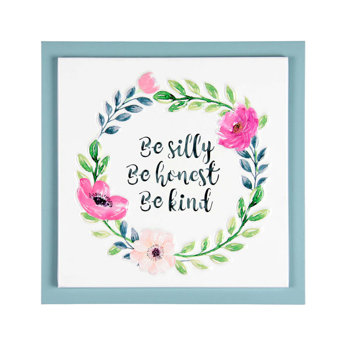 Be Silly, Be Honest, Be Kind Framed Metal Hanging Wall Décor, 8 by 8 Inches