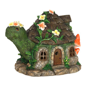 Solar Hand Painted Turtle Fairy Garden House Statue,  9.5 by 7.5 Inches | Shop Garden Decor by Exhart
