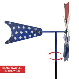 Patriotic Windmill Kinetic Spinner Garden Stake, 12 by 54 Inches | Shop Garden Decor by Exhart