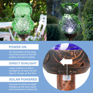 Solar Honeycomb Glass Owl Garden Stake in Green, 32 Inch | Shop Garden Decor by Exhart