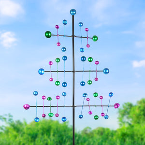 3 Tier Colorful Metal Cup Kinetic Garden Spinner Stake, 36.5 by 81 Inches | Shop Garden Decor by Exhart