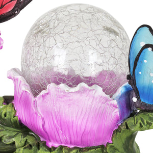 Solar Crackle Glass Orb Garden Art With Butterflies, 9 Inch | Shop Garden Decor by Exhart