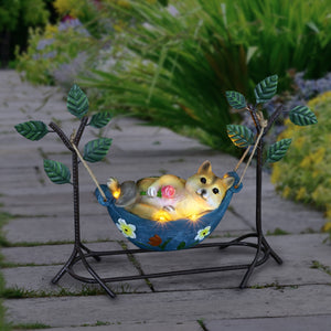 Solar Romantic Fox in a Hammock Hand Painted Garden Statue | Shop Garden Decor by Exhart